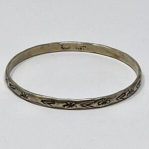 Sterling Silver 925 Vintage Antique Native American Engraved Bangle Bracelet